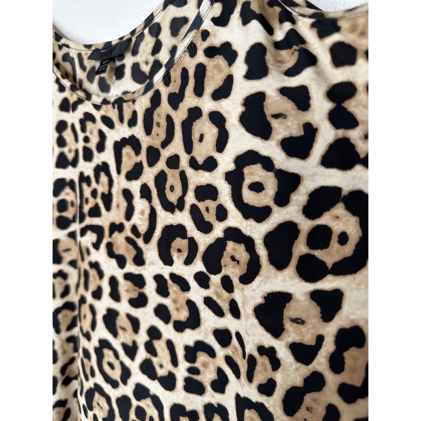 ATM Leopard Print Silk Charmeuse Spaghetti Strap Cami Top Small