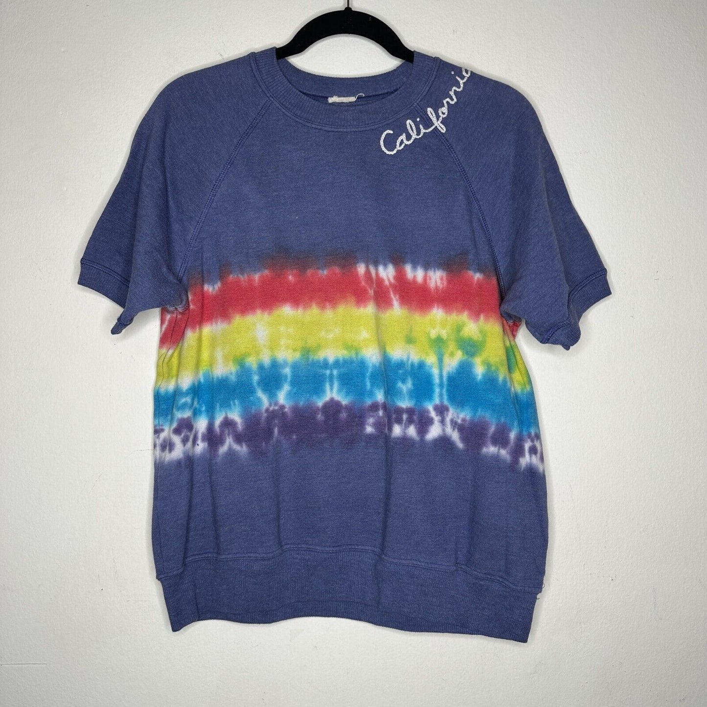 I Stole My Boyfriends Blue Tee Rainbow Tie Dye California Graphic Tee M