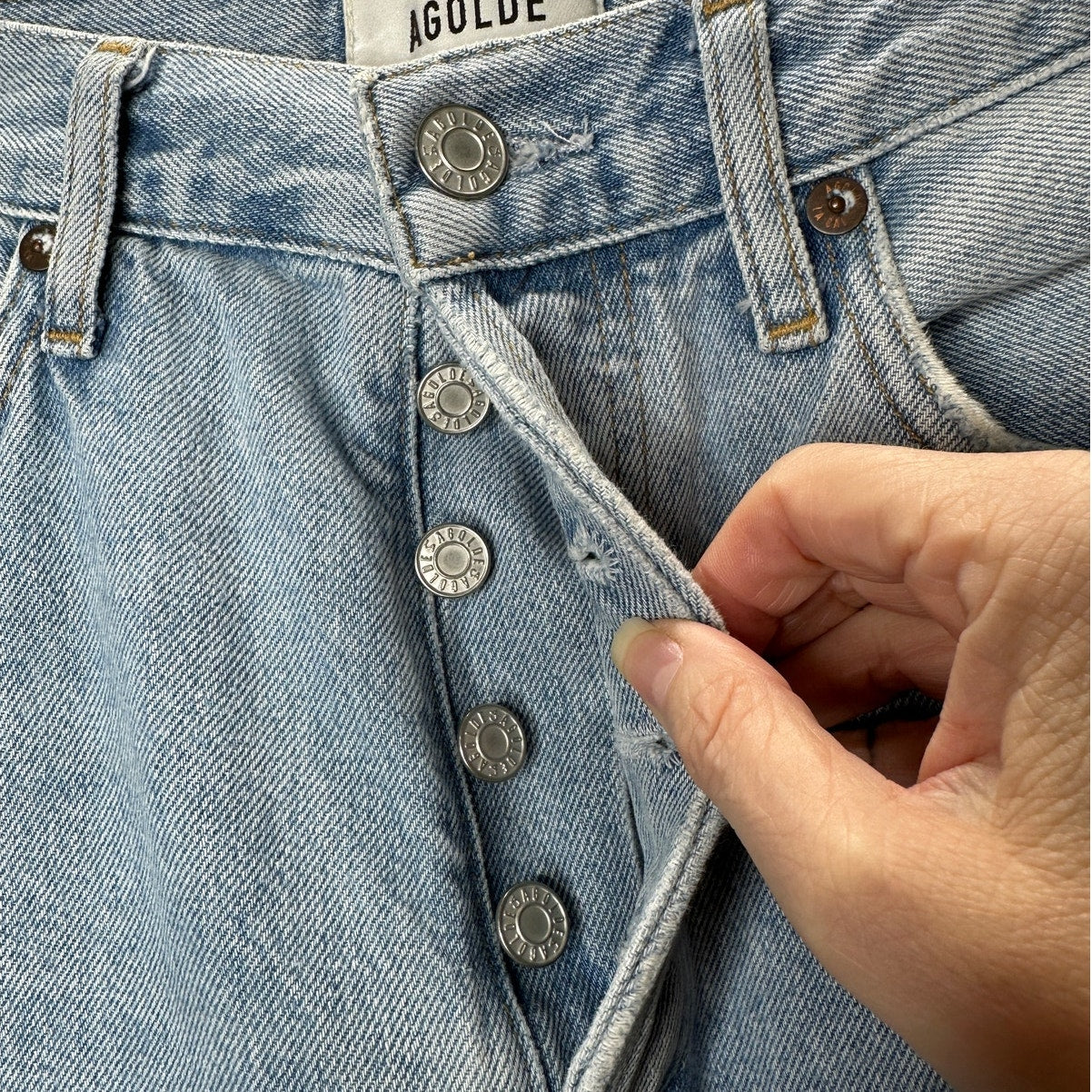 AGOLDE Light Blue Lana Straight Leg Button Fly Denim Jeans 24