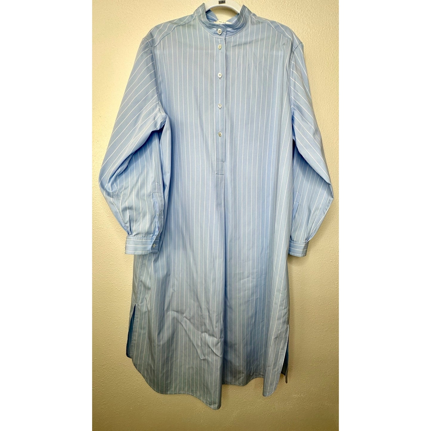 NWT The Row Karl Blue & White Stripe Long Sleeve Shirt Dress L