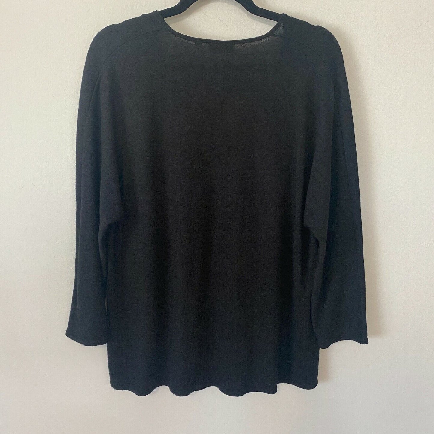 Aritizia Wilfred Free Black Thin Knit V-Neck 3/4 Sleeve Boxy Sweater Jumper M