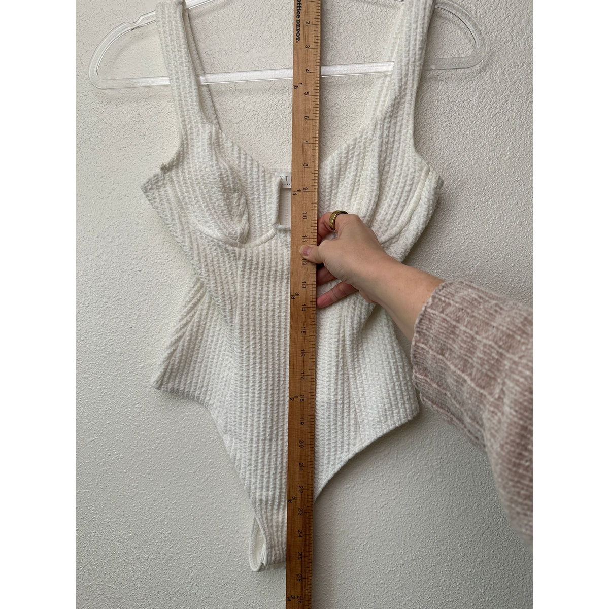 ASTR The Label Off White Textured Seersucker Bodysuit XS