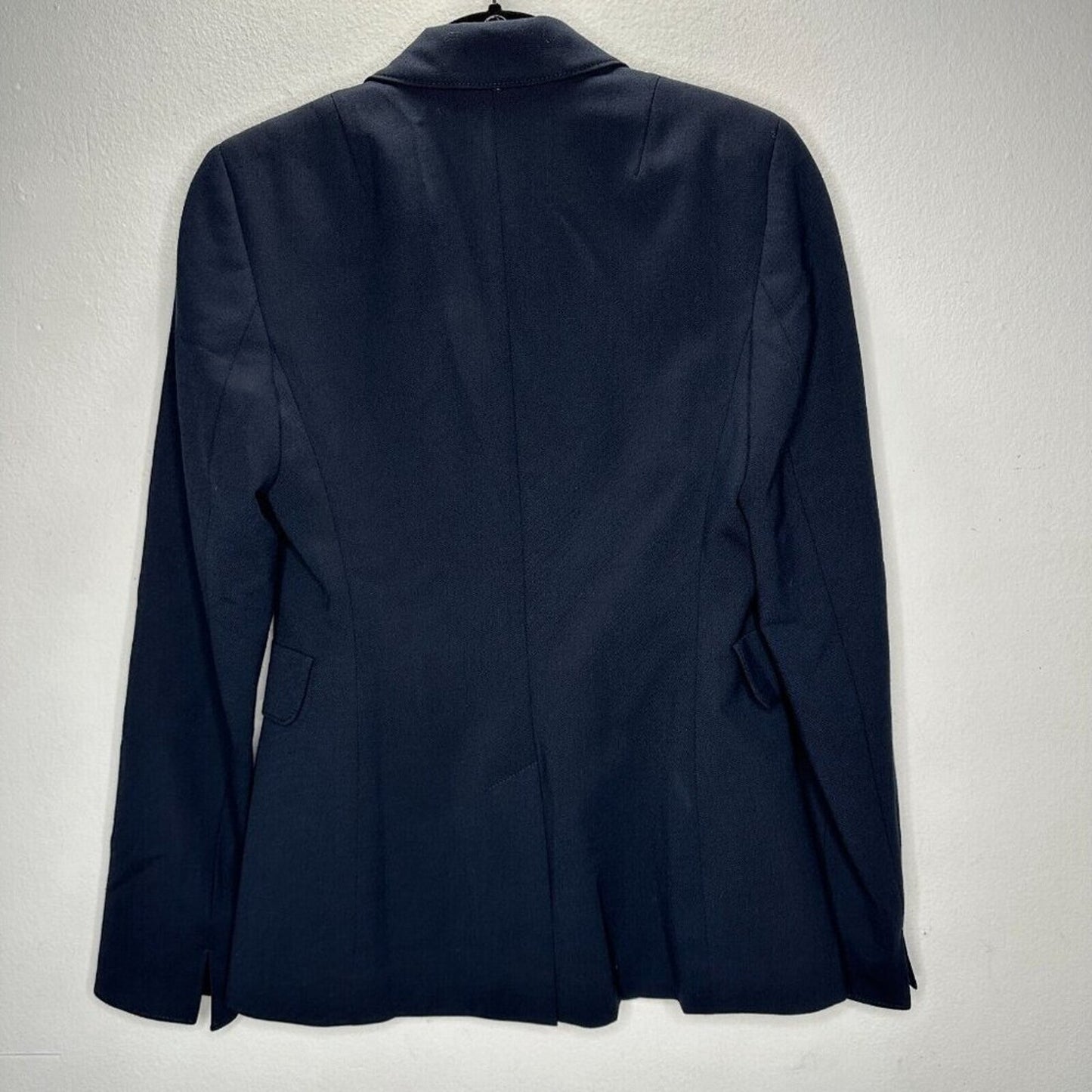 Akris Punto Black Single Button Front Flap Pockets Shoulder Pad Blazer Jacket 2