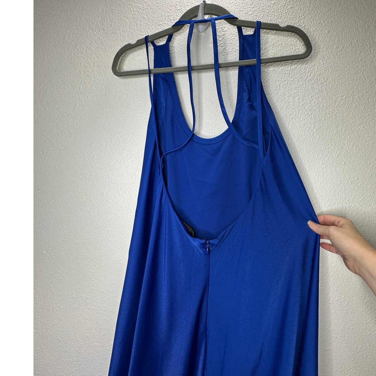 BCBGMAXAZRIA Royal Blue Gia Strappy Sleeveless High Low Midi Dress 4