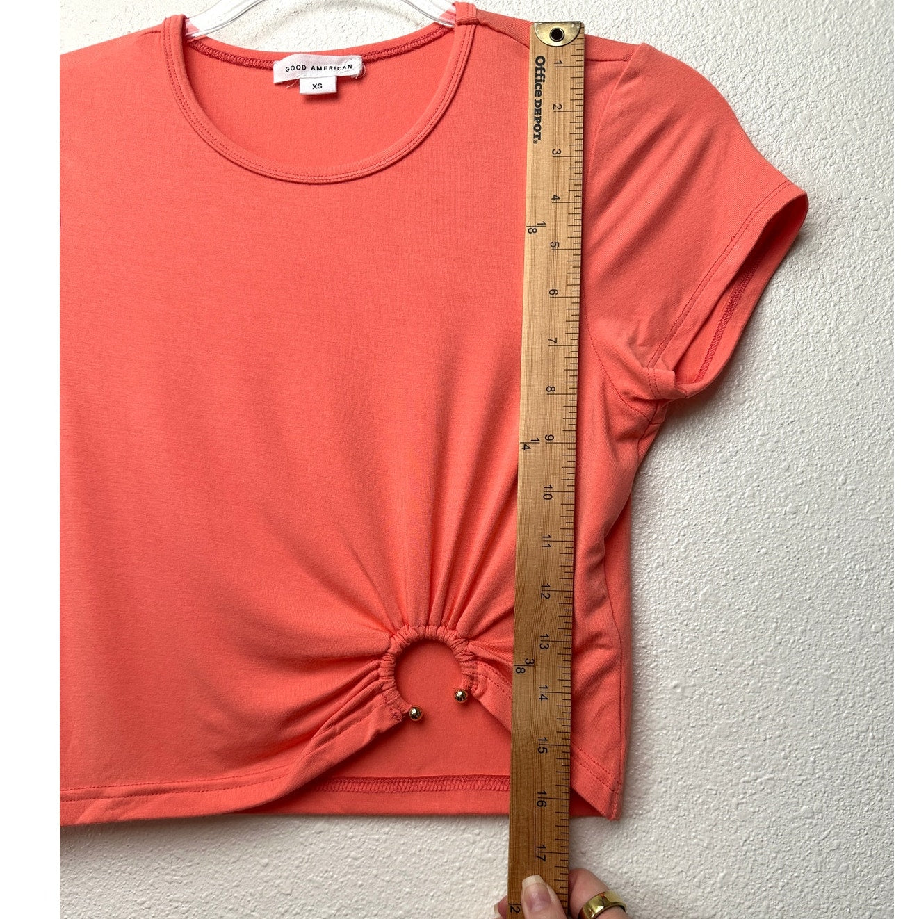 Good American Jersey Top Coral XS Ring Detail Tee