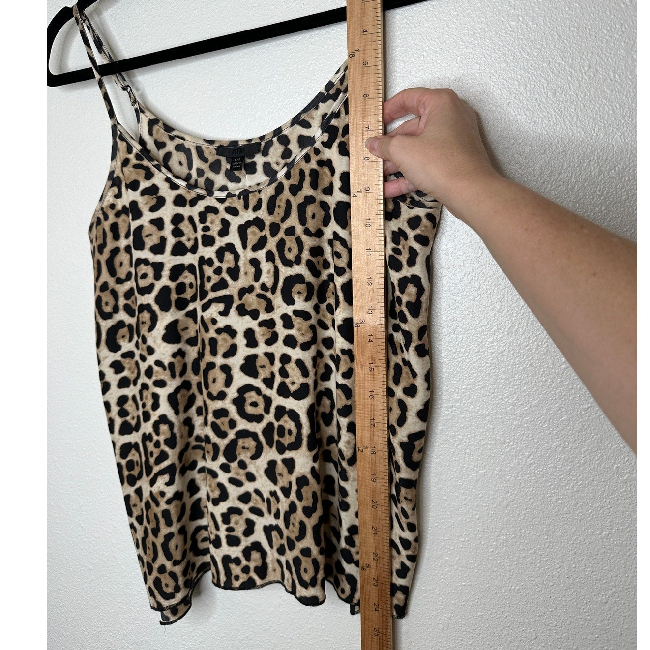 ATM Leopard Print Silk Charmeuse Spaghetti Strap Cami Top Small