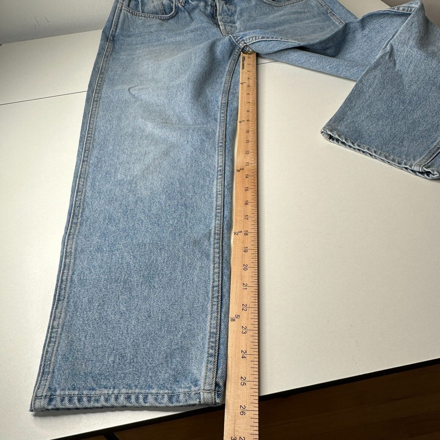 GRLFRND Dree Light Wash In My Time Crop Jean Hidden Button Fly Straight Leg 31