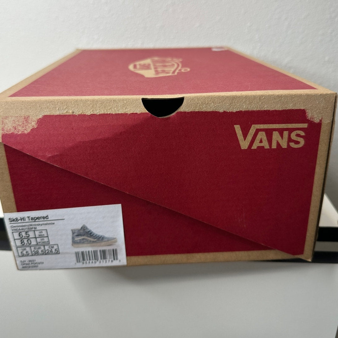 Vans Washed Blue White Sk8-Hi Taper Denim Winter Sky Skate Shoes 8