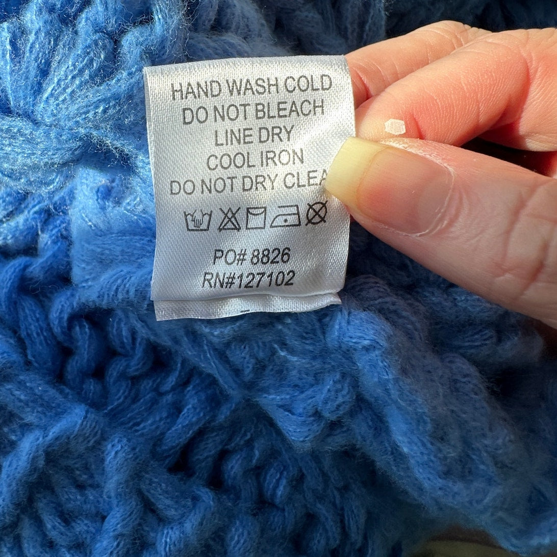 Vici Dusty Blue Chunky Knit Oversized Open Front Cardigan Sweater S