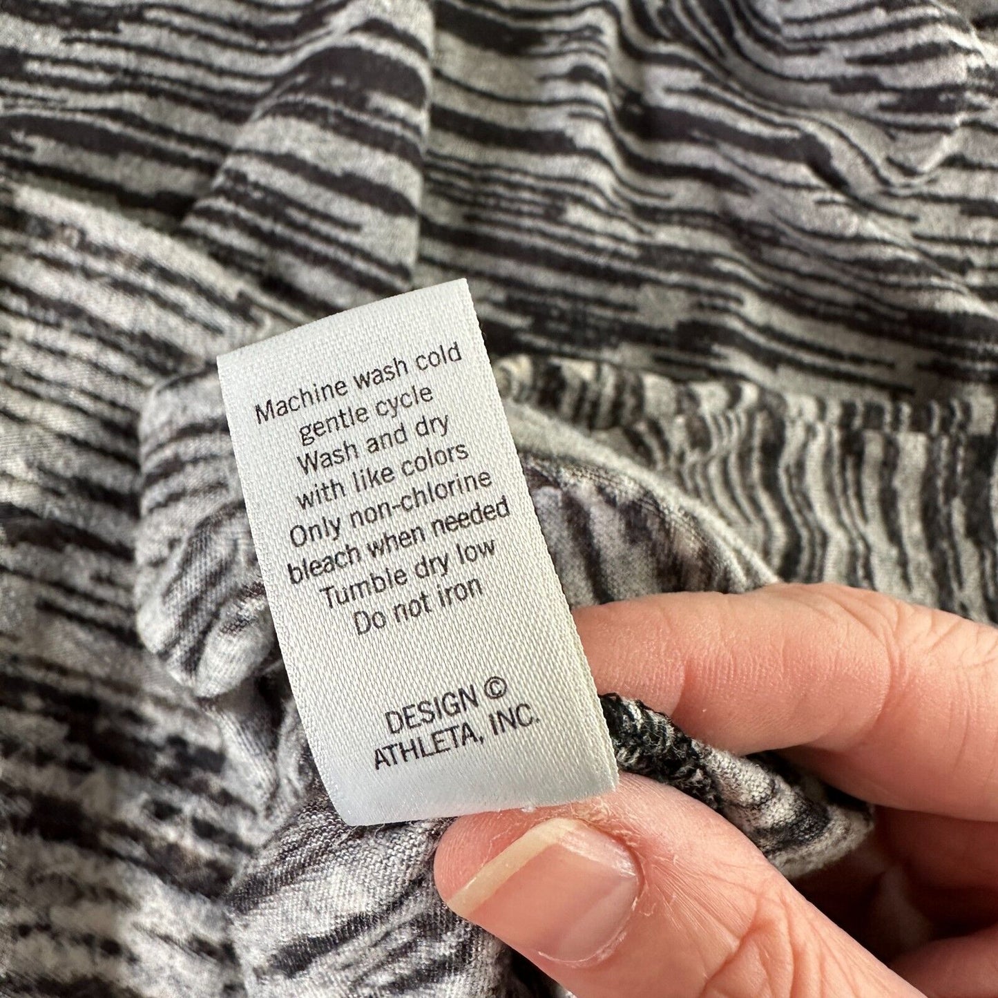 Athleta Well Loved Black and Gray Striped Burnout Deep Scoop Cap Sleeve Top Med