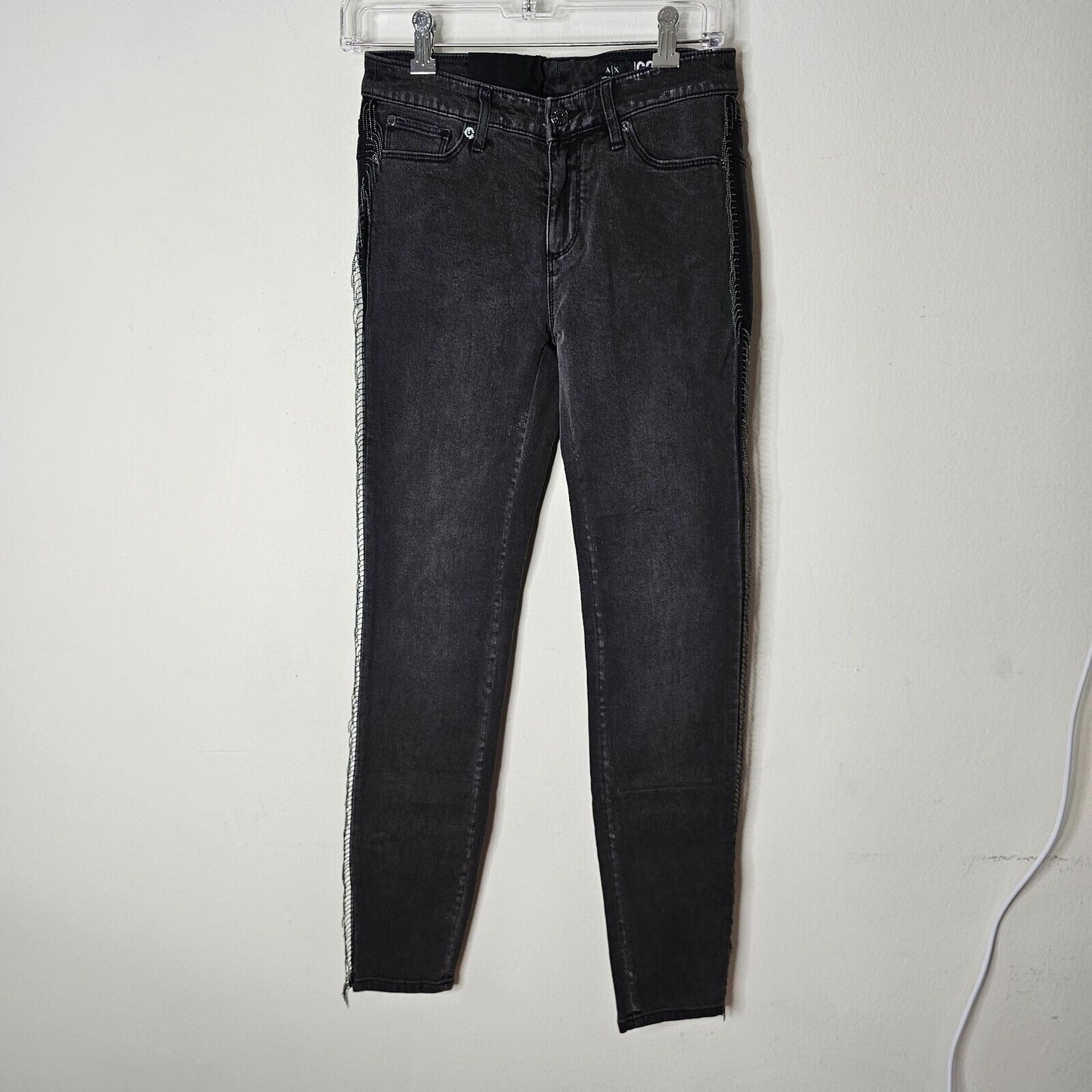 NWOT Armani Exchange J69 Super Skinny Lift Up Mid-Rise Dark Gray Jeans 27