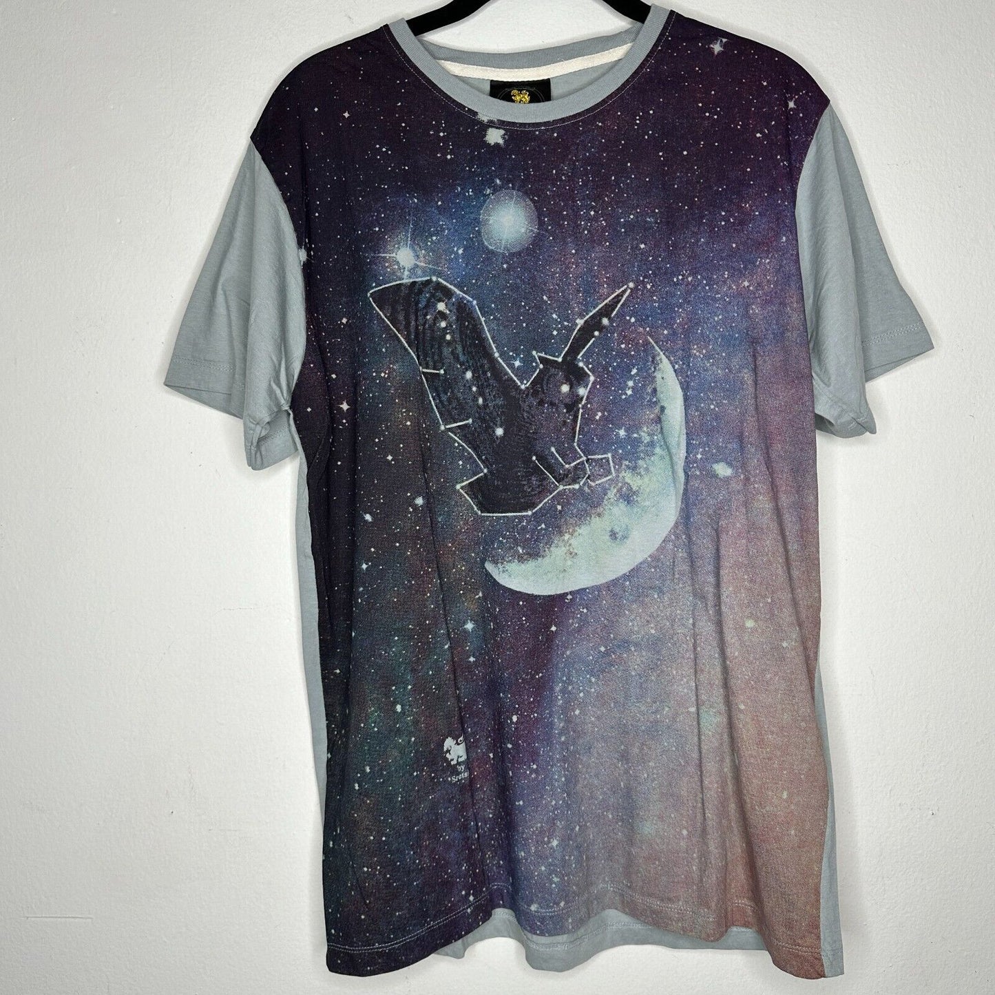 Singha Gray Multi-Color Owl Moon Graphic Tee Stars Rainbow Ltd Edition Sretsis L