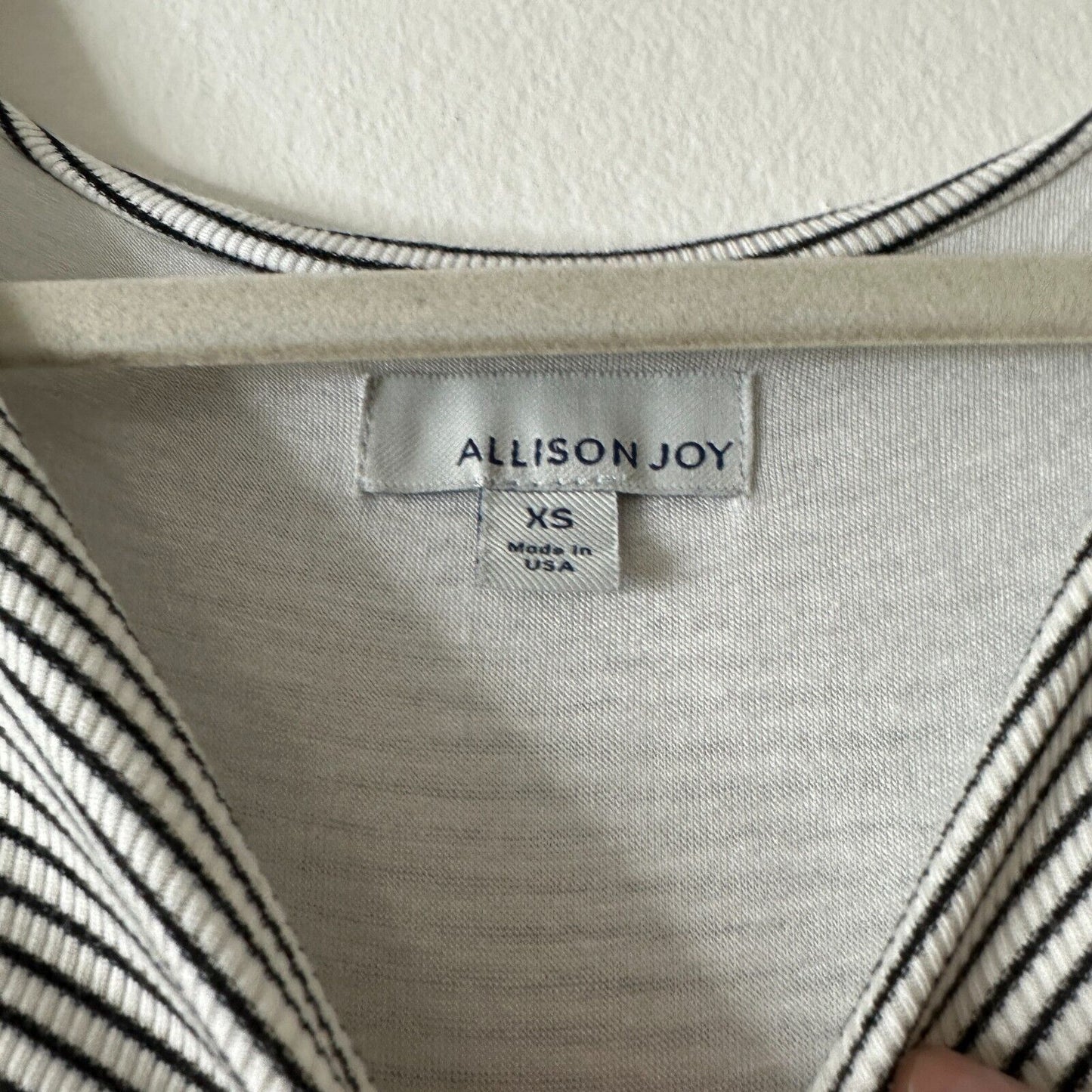 Allison Joy Kit Striped Twist Front Ruched Knit Dress Black and White Dress XS