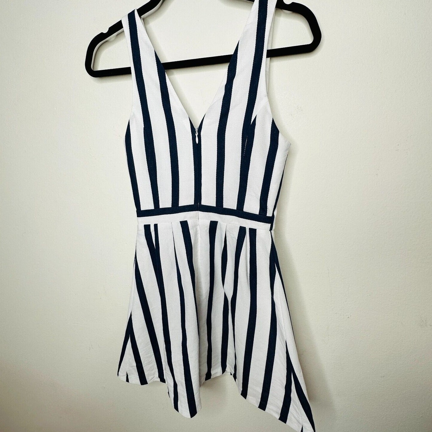Topshop Navy and White Stripe Triangle Waist Cutout VNeck Nautical Mini Dress 4