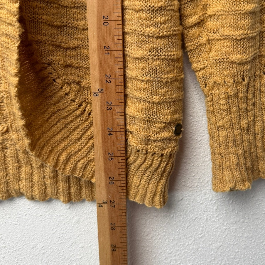 Roxy Let's Go Anywhere Cardigan Curry Mustard Open Front Women's US XS