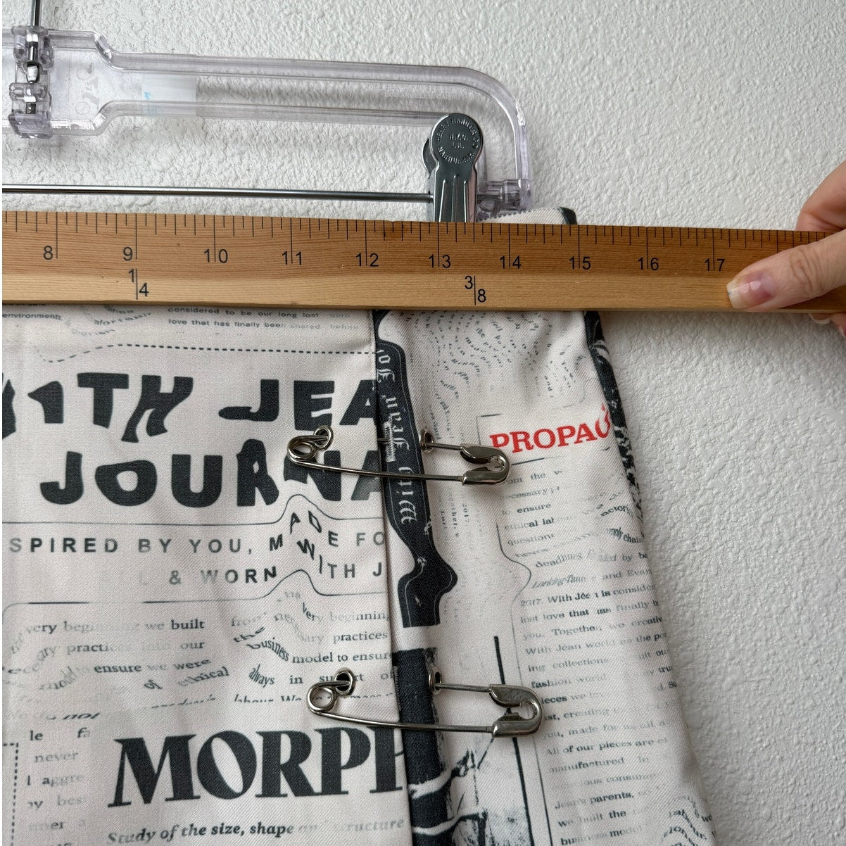 With Jéan Ivory Newspaper Print Safety Pin Mini Skirt