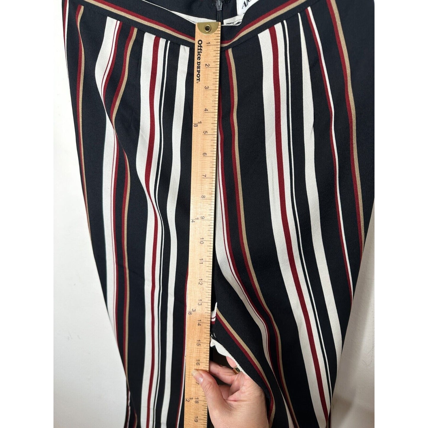 About Us Lenny Black Red White Stripe Pants Flare Trousers Back Zip Pockets L