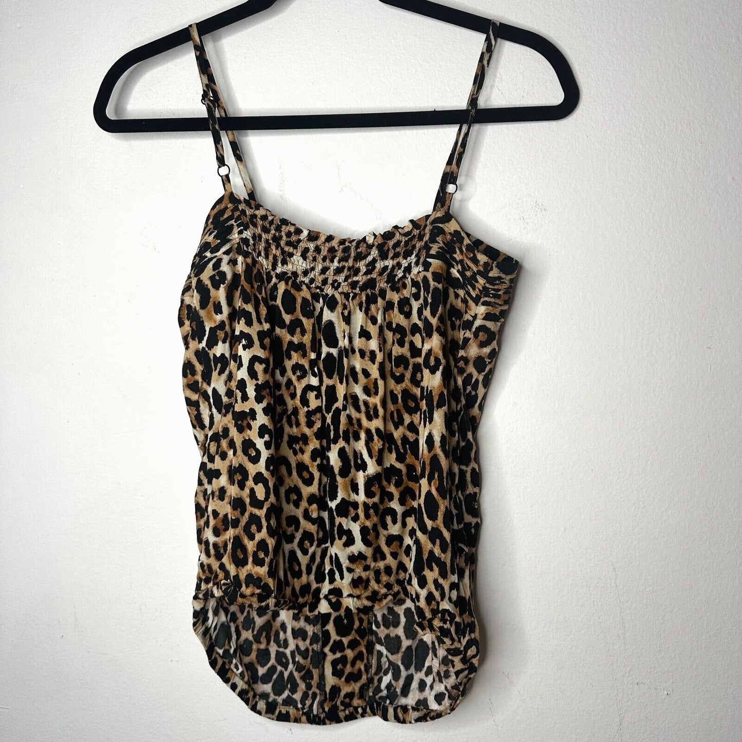 Express Cheetah Print Cami Top Front Bodice Ruched Elastic Waist Hem Small