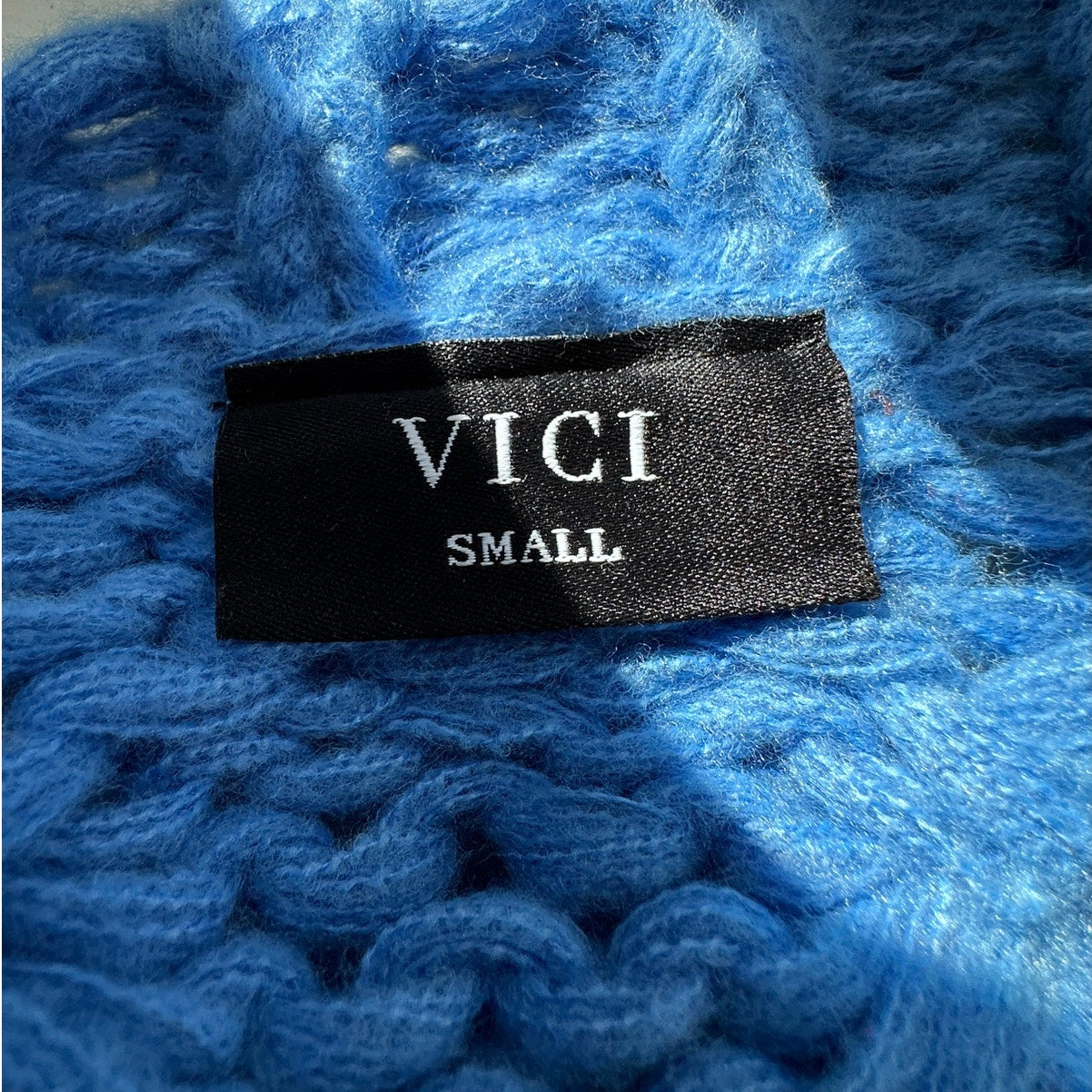 Vici Dusty Blue Chunky Knit Oversized Open Front Cardigan Sweater S