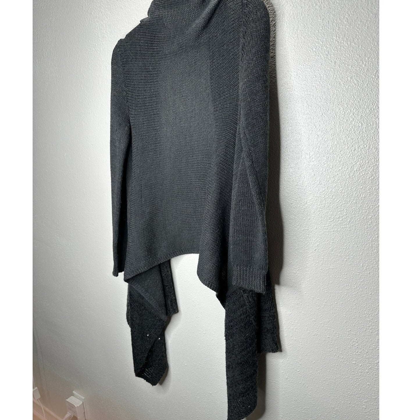 9/15 Saks 5th Ave Dark Gray Waterfall Front Cardigan with Sequins Large