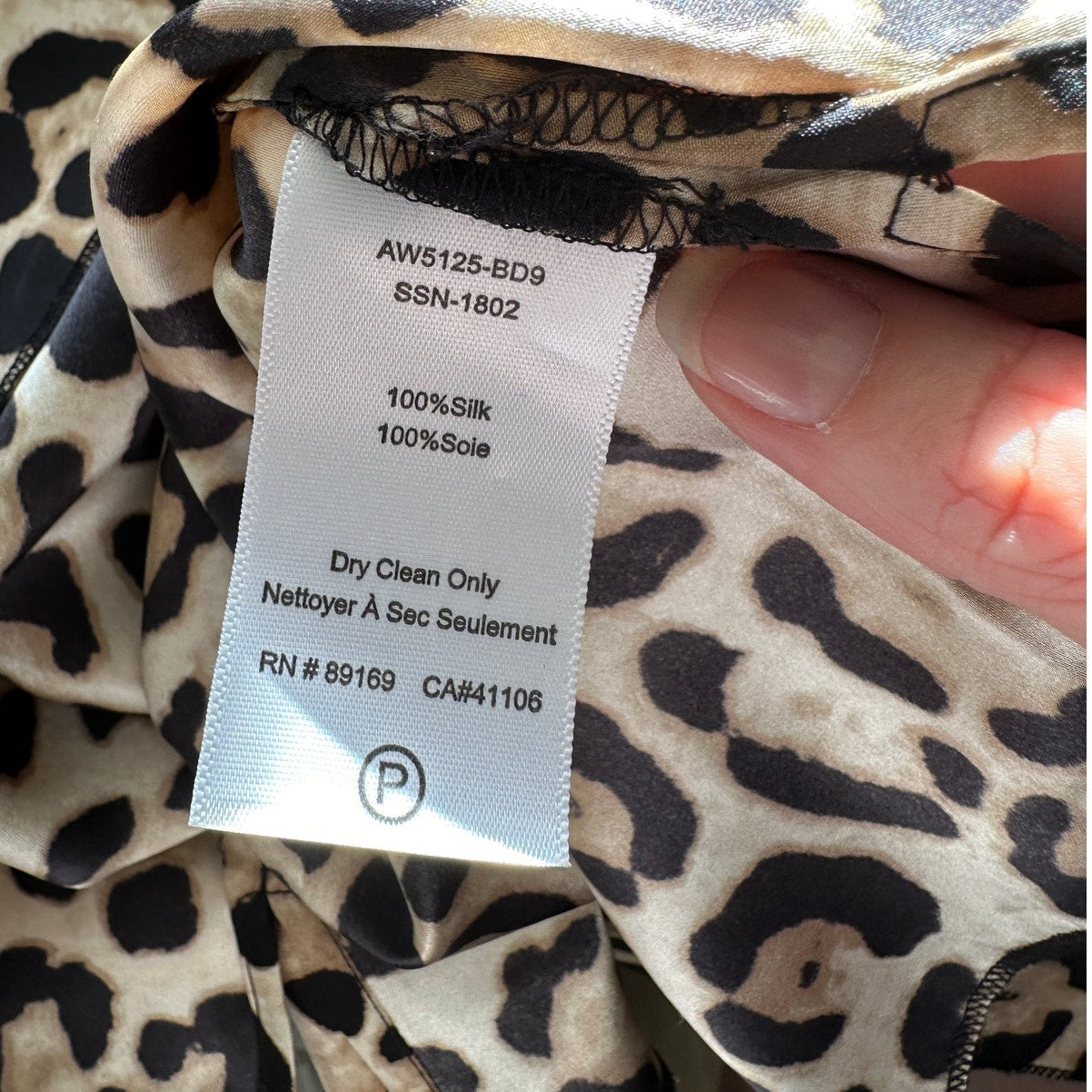 ATM Leopard Print Silk Charmeuse Spaghetti Strap Cami Top Small