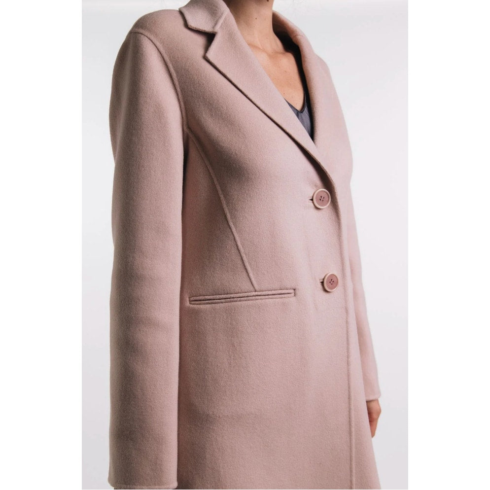 TSE 100% Cashmere Pale Pink Button Front Notch Collar Pockets 8