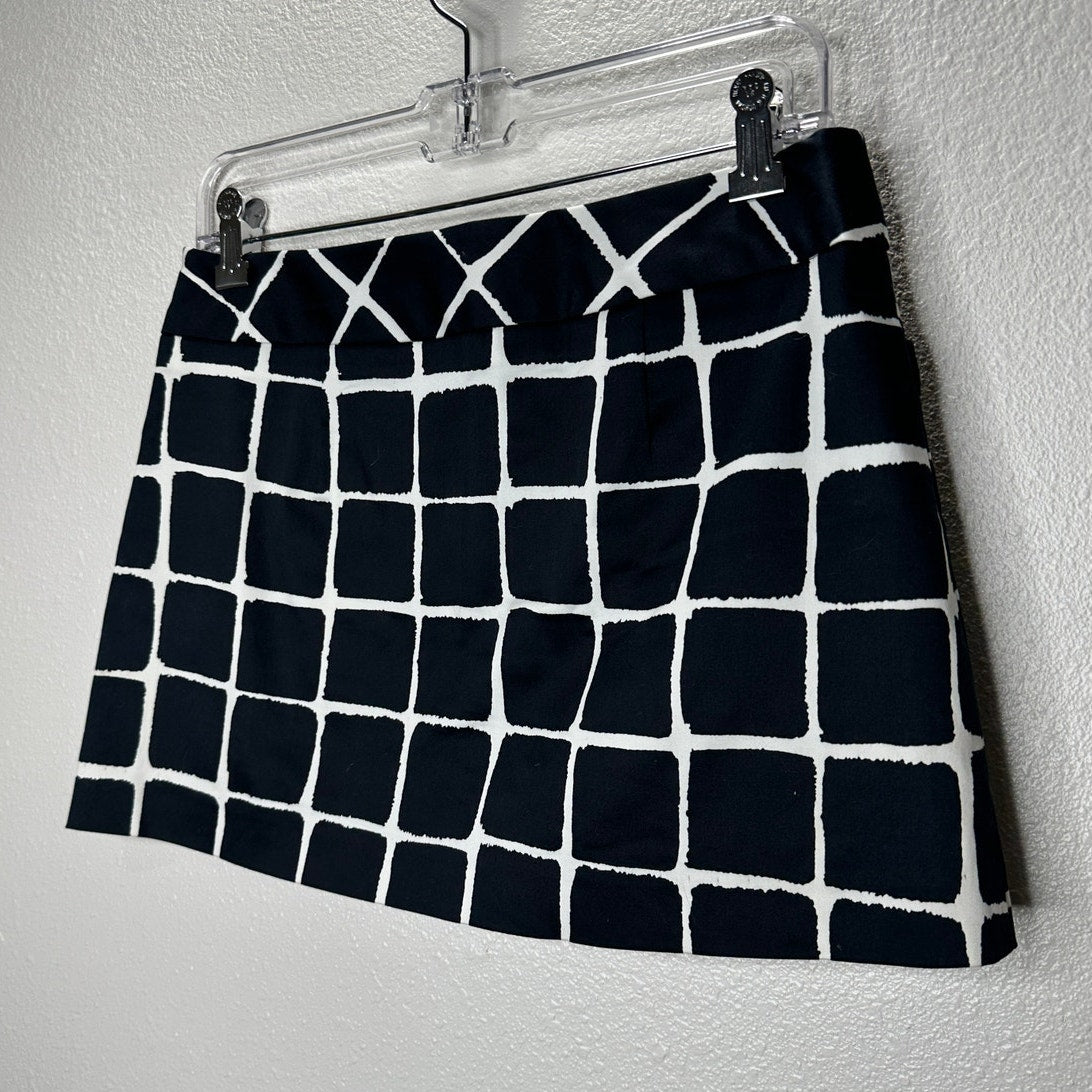 Trina Turk Black & White Check Front Zip Pocket Mini Skirt 4
