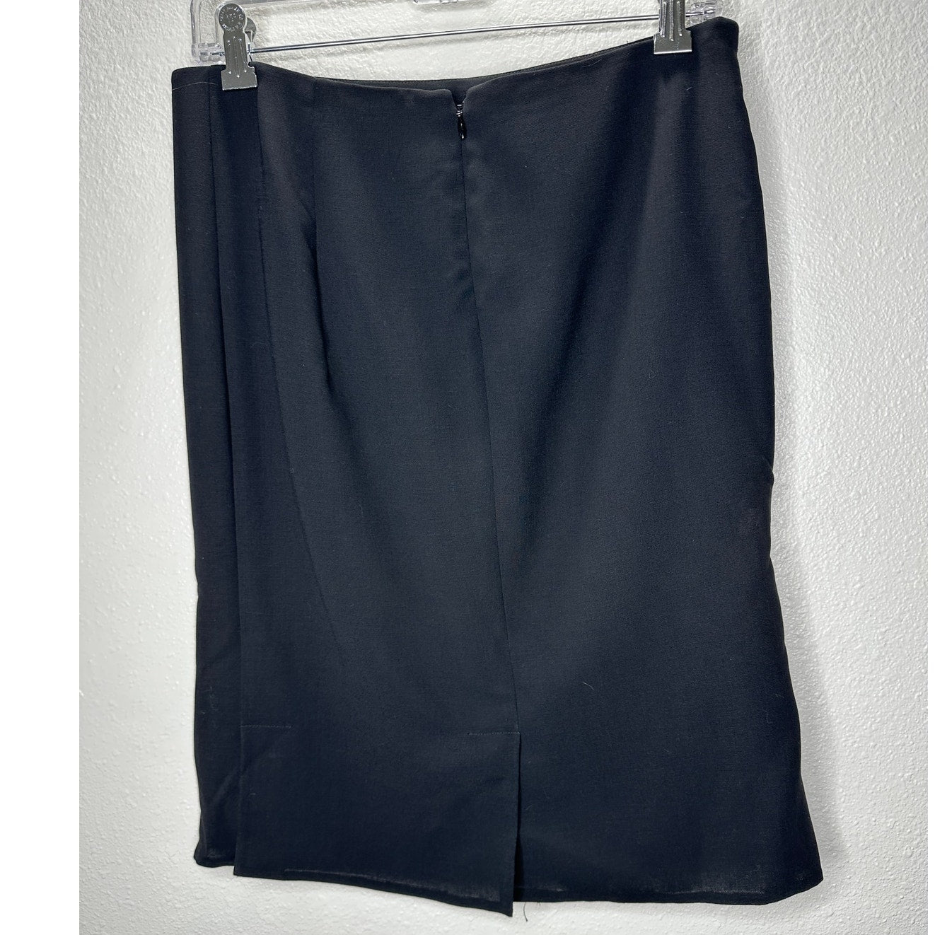 Akris Black Wool Blend Pencil Skirt 4 Hem Slits Front & Side Zippers 6