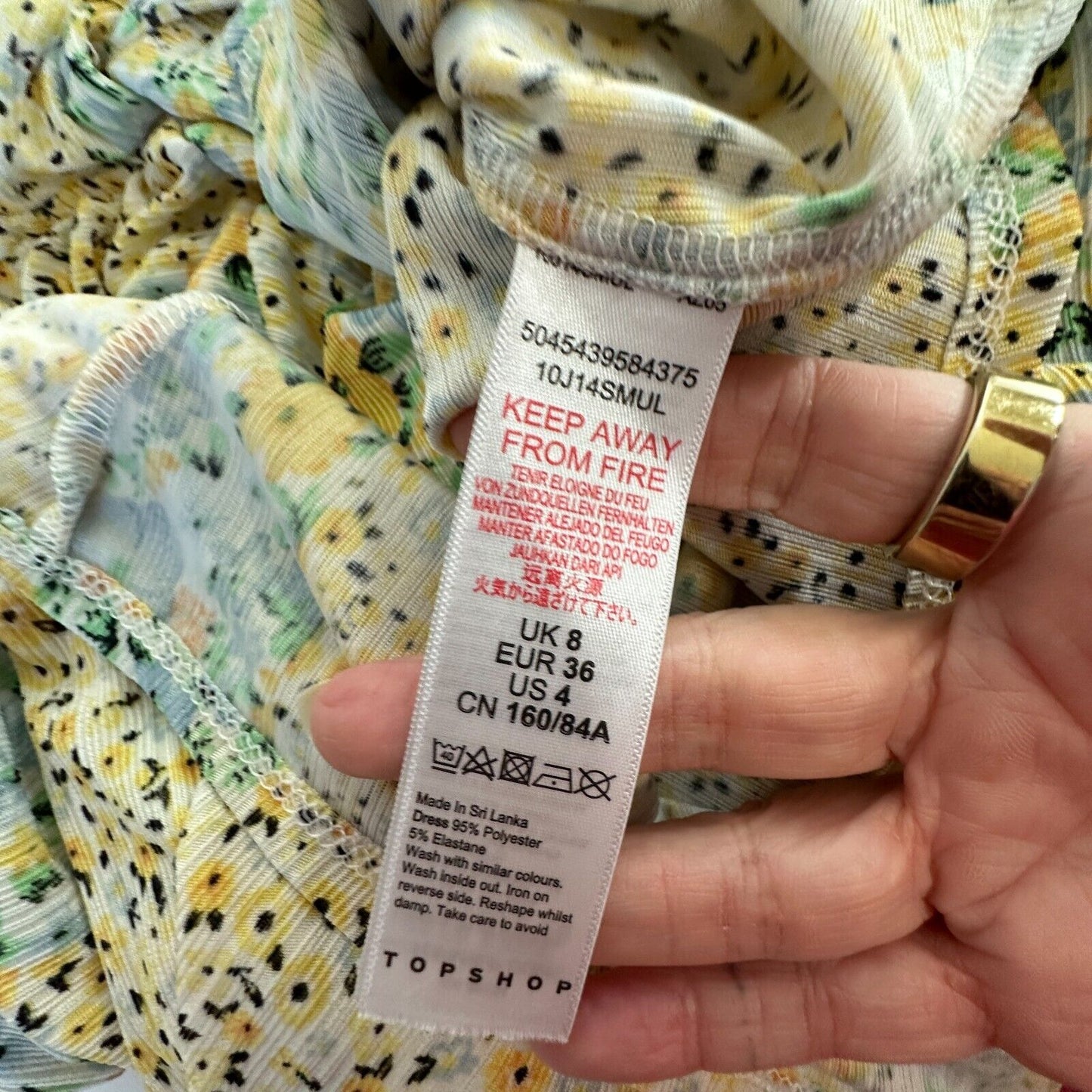Topshop Cute Yellow Multi Color Ditsy Floral Off Shoulder Mini Puff Sleeve 4