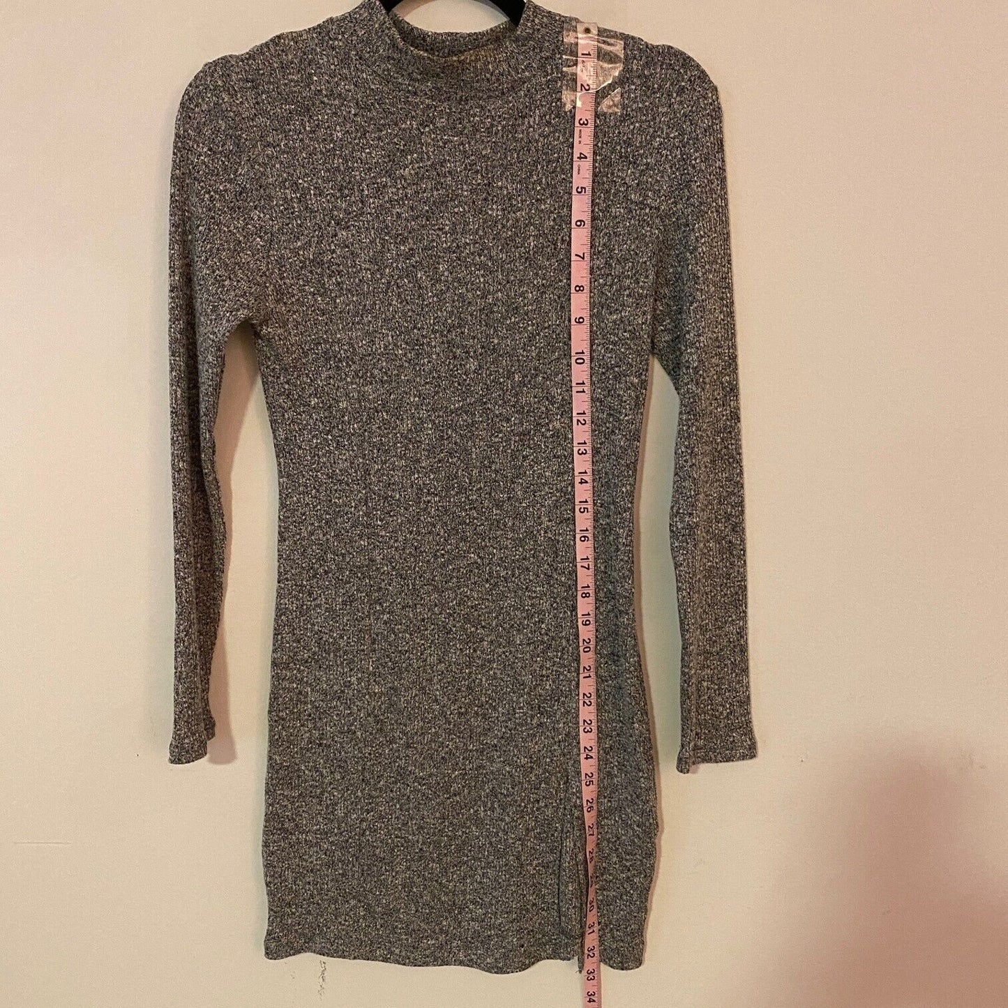 Better Be Marled Grey Knit Mock Neck Long Sleeve Split Front Bodycon Mini M