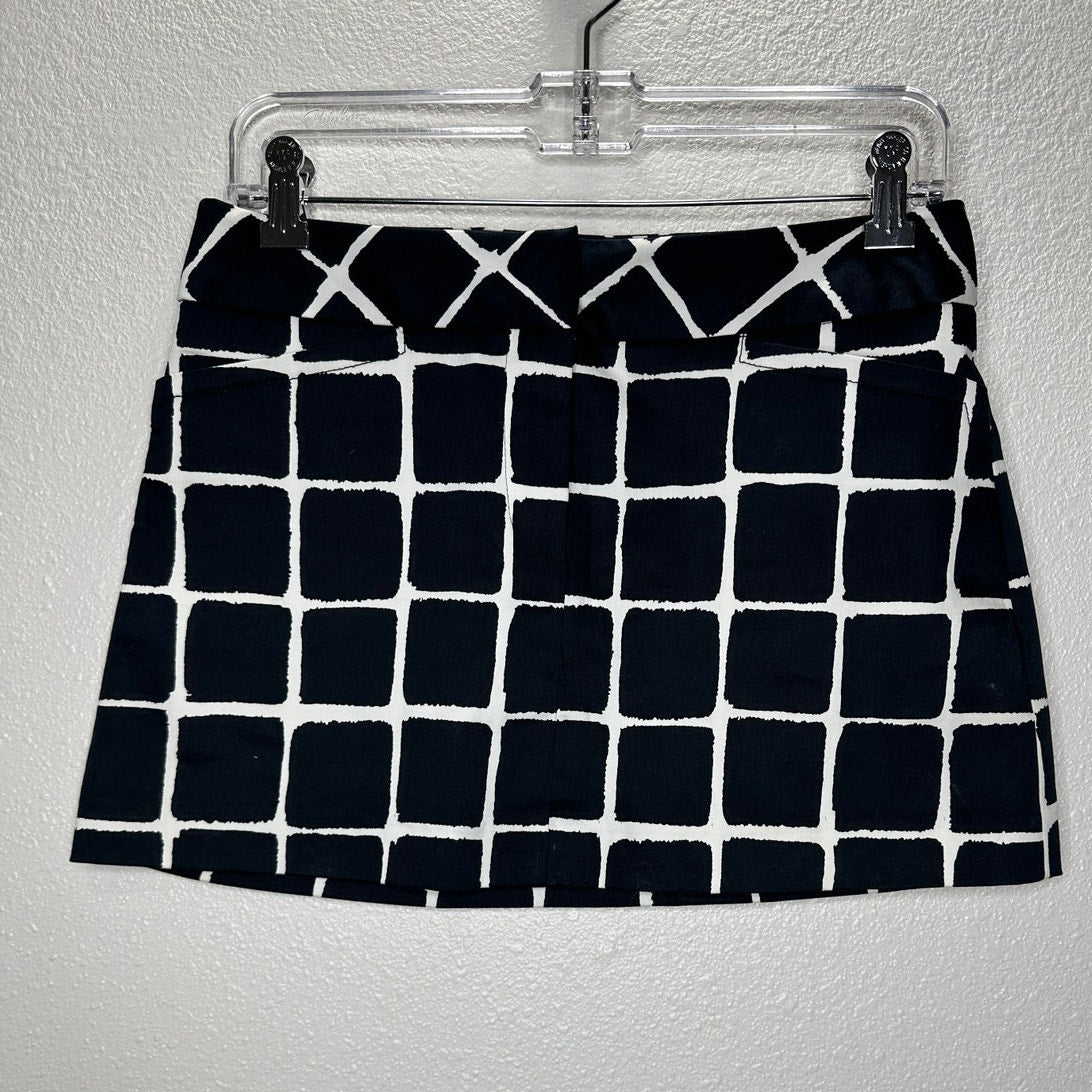 Trina Turk Black & White Check Front Zip Pocket Mini Skirt 4