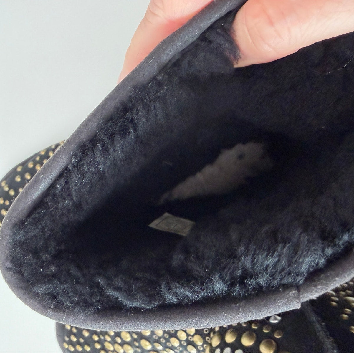 UGG x Jimmy Choo Mandah Studded Boots Black Gold Size 9