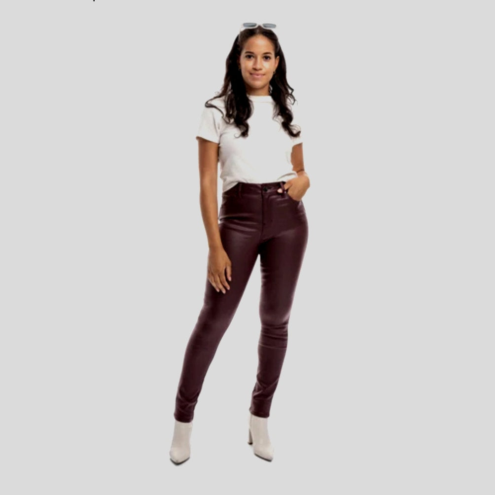 1822 Denim Black Shimmer Leatherette Skinny Pant 30 P / 10 P