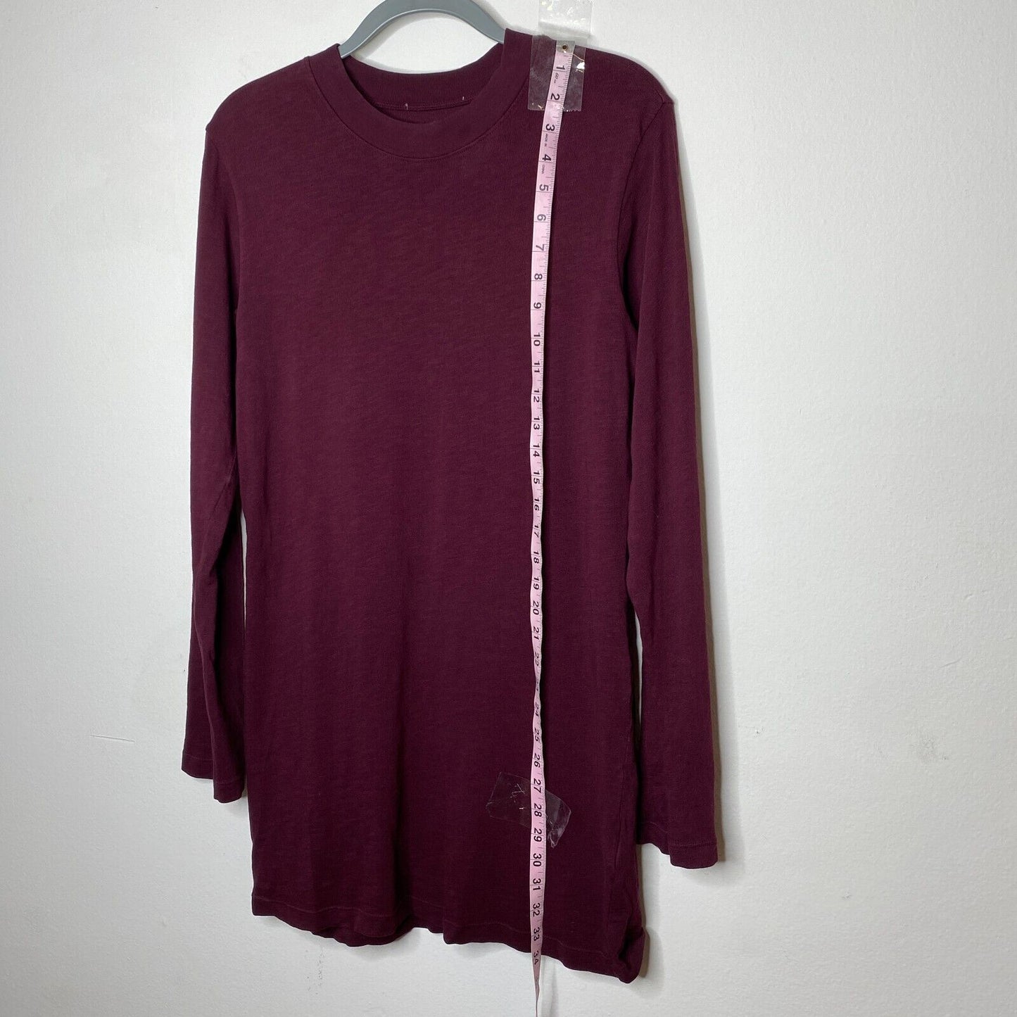 Cotton Citizen Tokyo Eggplant Crew Neck Long Sleeve Cotton Mini Shirt Dress S