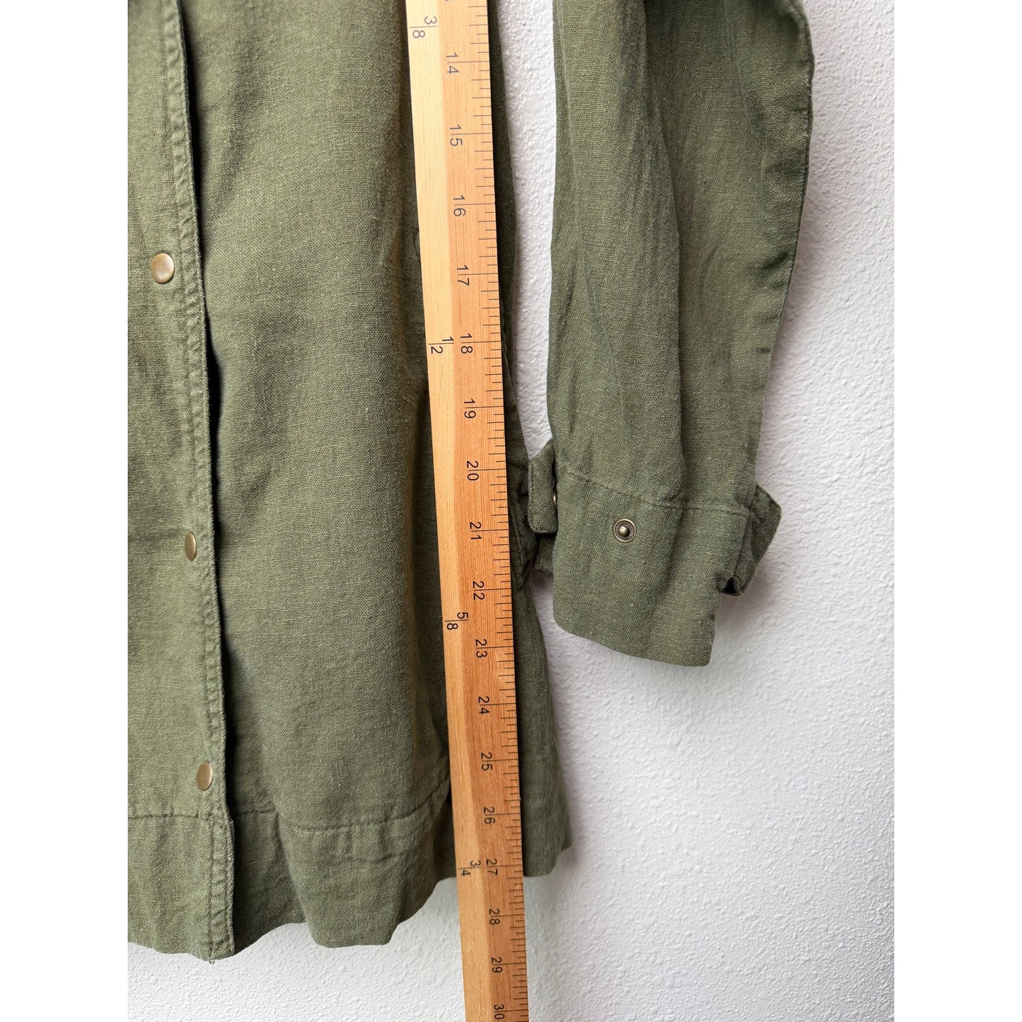 Love Tree Olive Linen Blend Moto Jacket Women's M