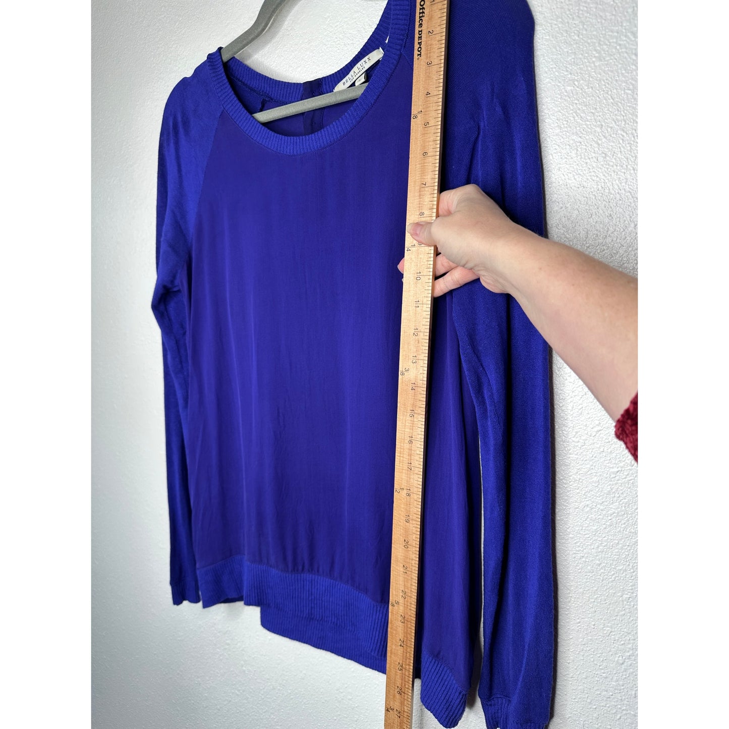 Bella Luxx Purple Mixed Media Raglan Long Sleeve Thin Sweater Top S