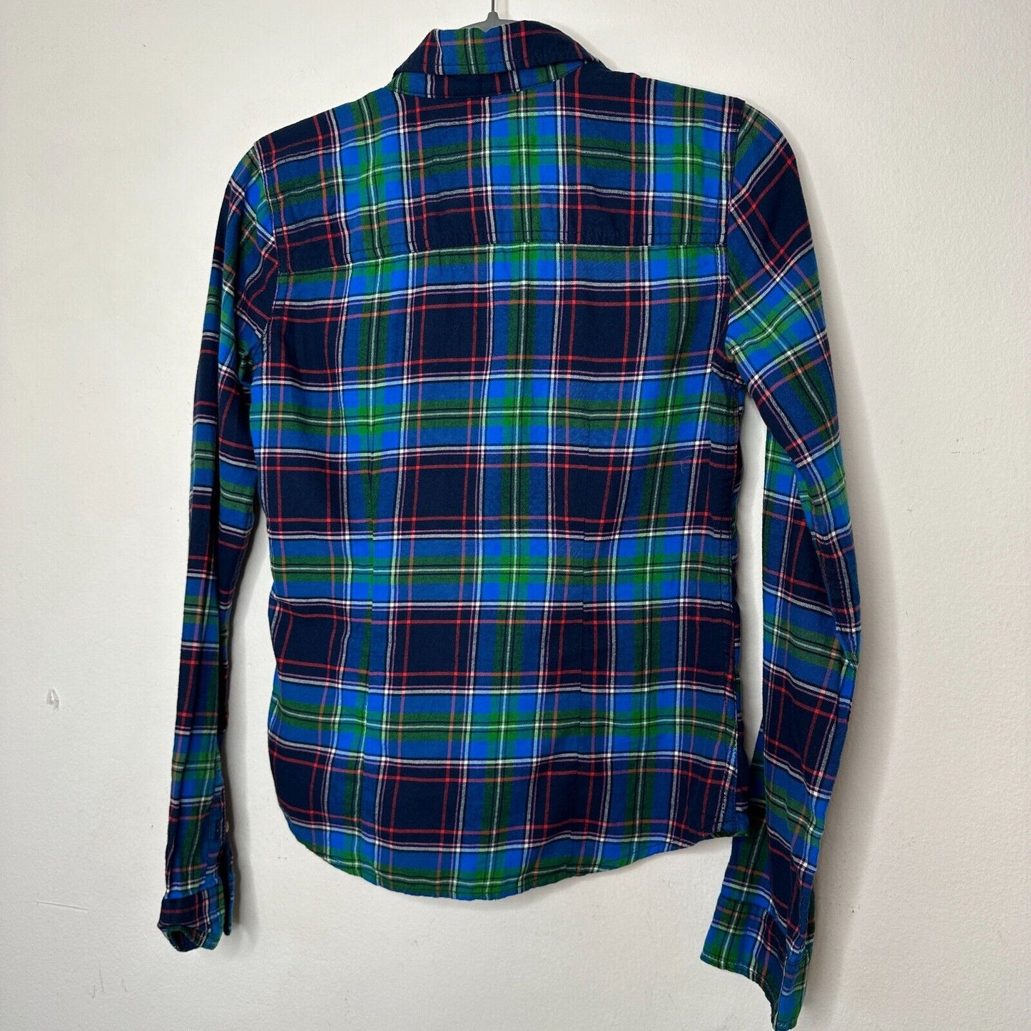 Abercrombie & Fitch Blue Green Red Plaid Button Down Long Sleeve Shirt S