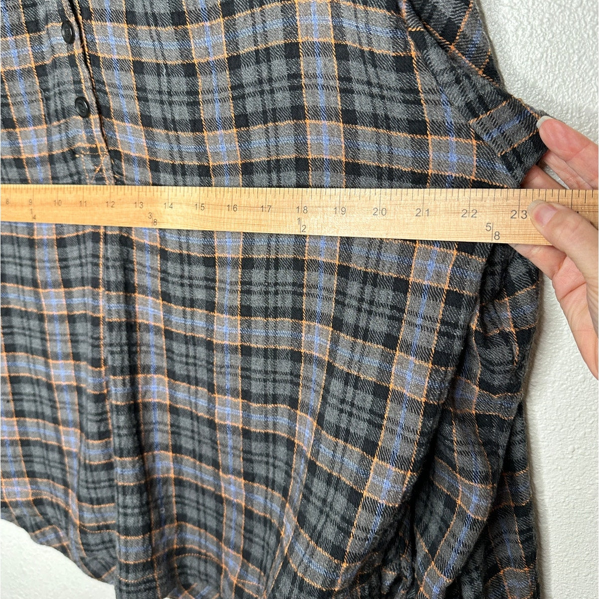 Free People Northern Bound Oversized Plaid Half Button Long Sleeve Shirt XS