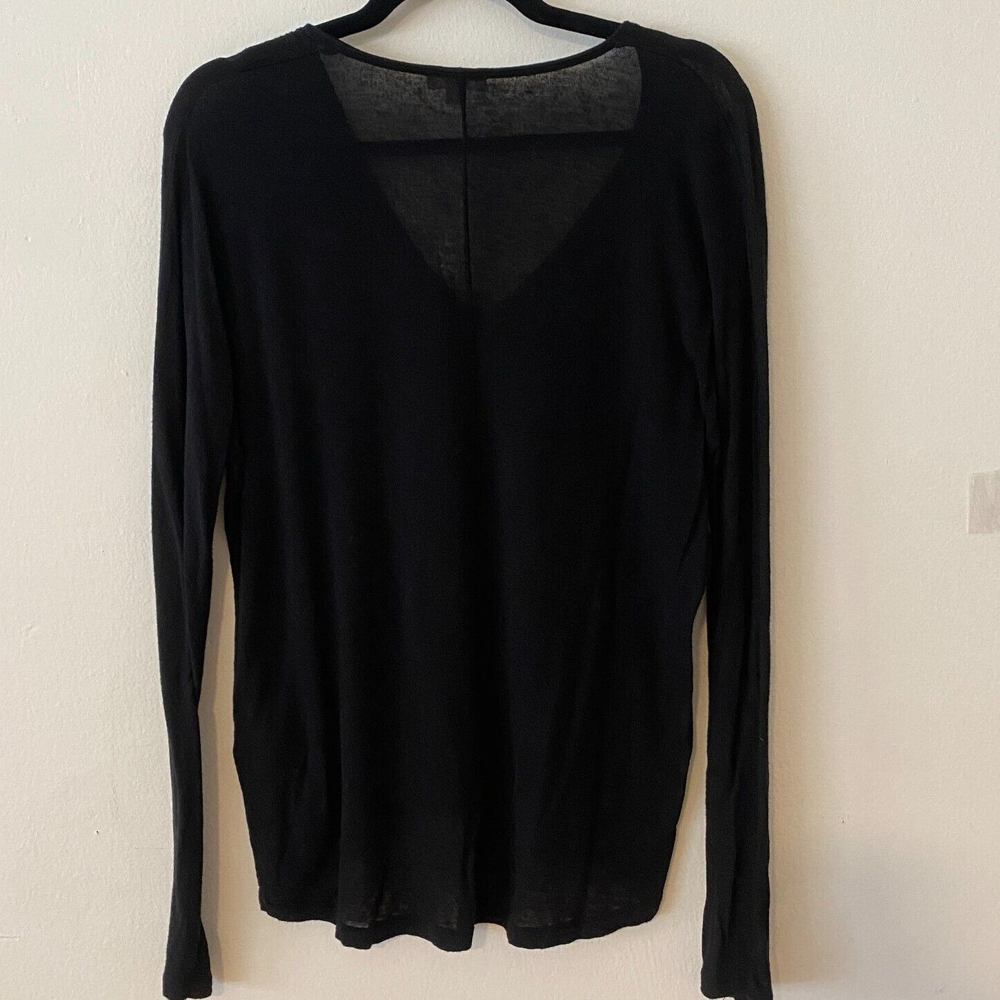 Aritizia Wilfred Black Thin Sheer Deep V-Neck Long Sleeve Sweater Jumper Top XS
