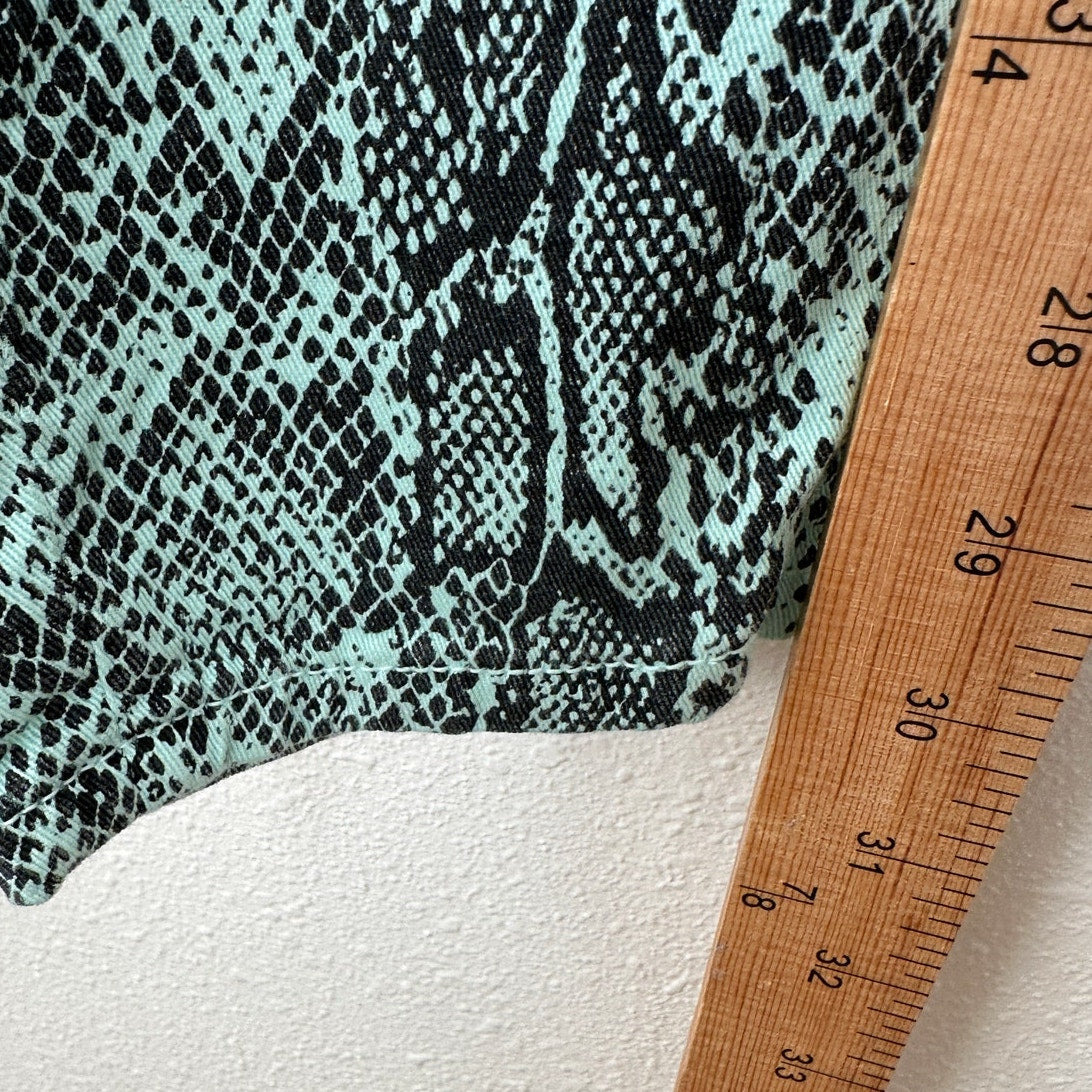 Hudson Aqua Teal & Black Snakeprint Nico Super Skinny Midrise Jean 26