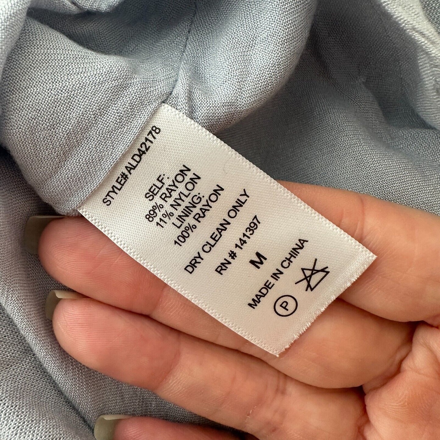 ASTR The Label Light Blue Denim Linen Tie Front Button Closure Midi Dress Medium
