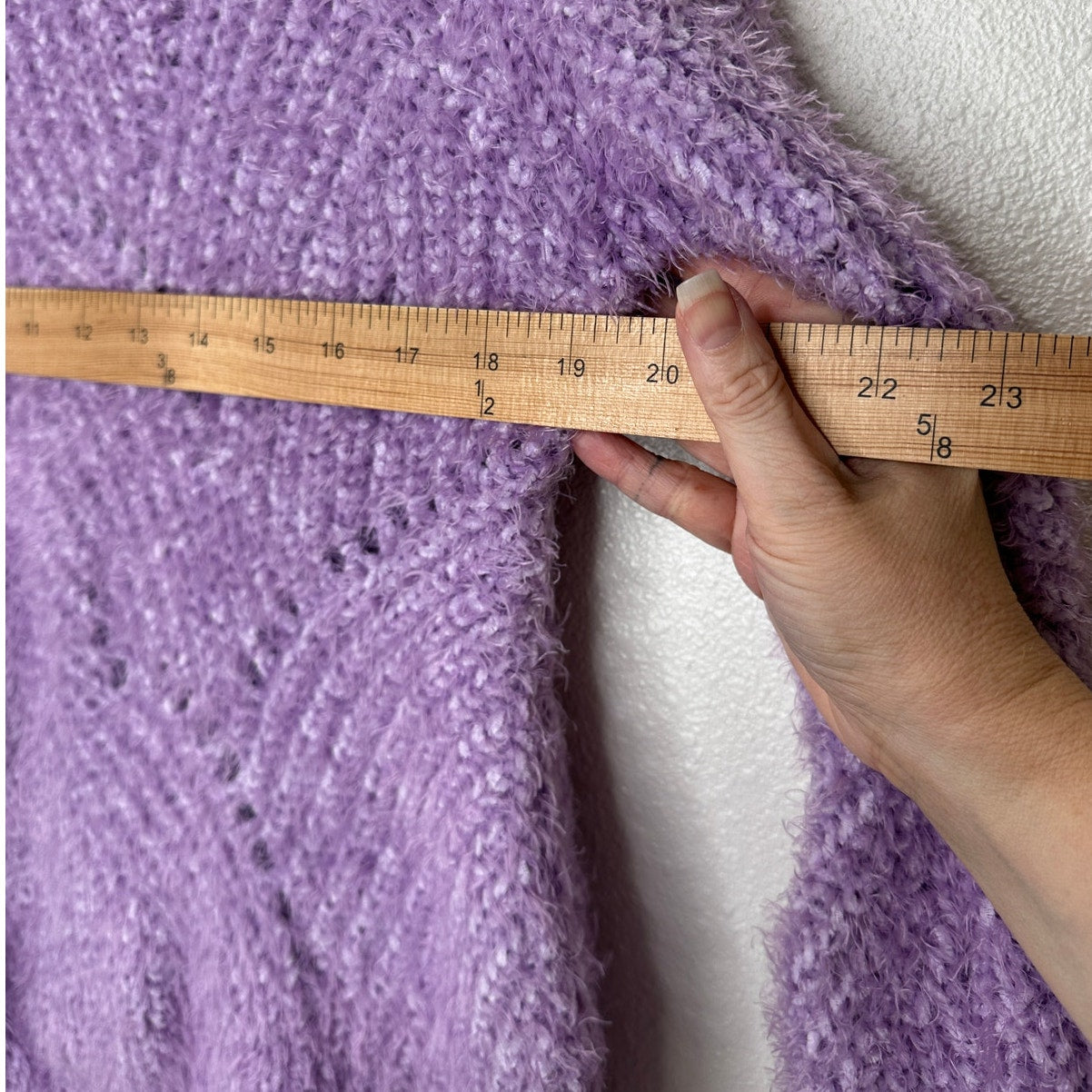 Aqua Light Purple Fuzzy Loose Knit Mock Neck Long Sleeve Sweater S