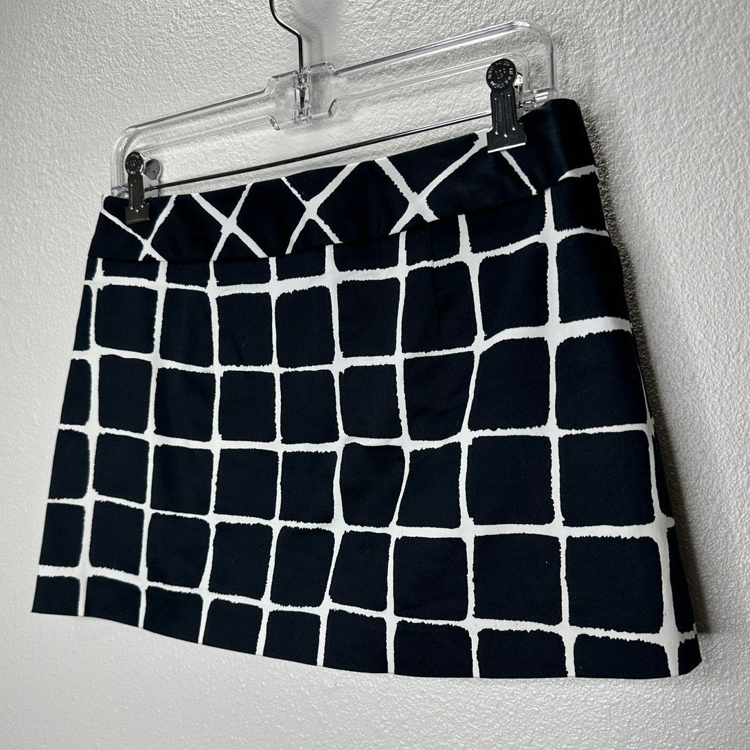 Trina Turk Black & White Check Front Zip Pocket Mini Skirt 4