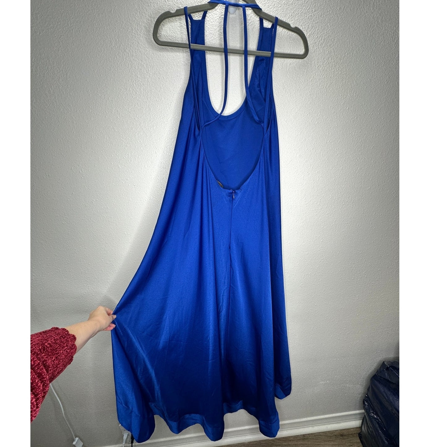 BCBGMAXAZRIA Royal Blue Gia Strappy Sleeveless High Low Midi Dress 4