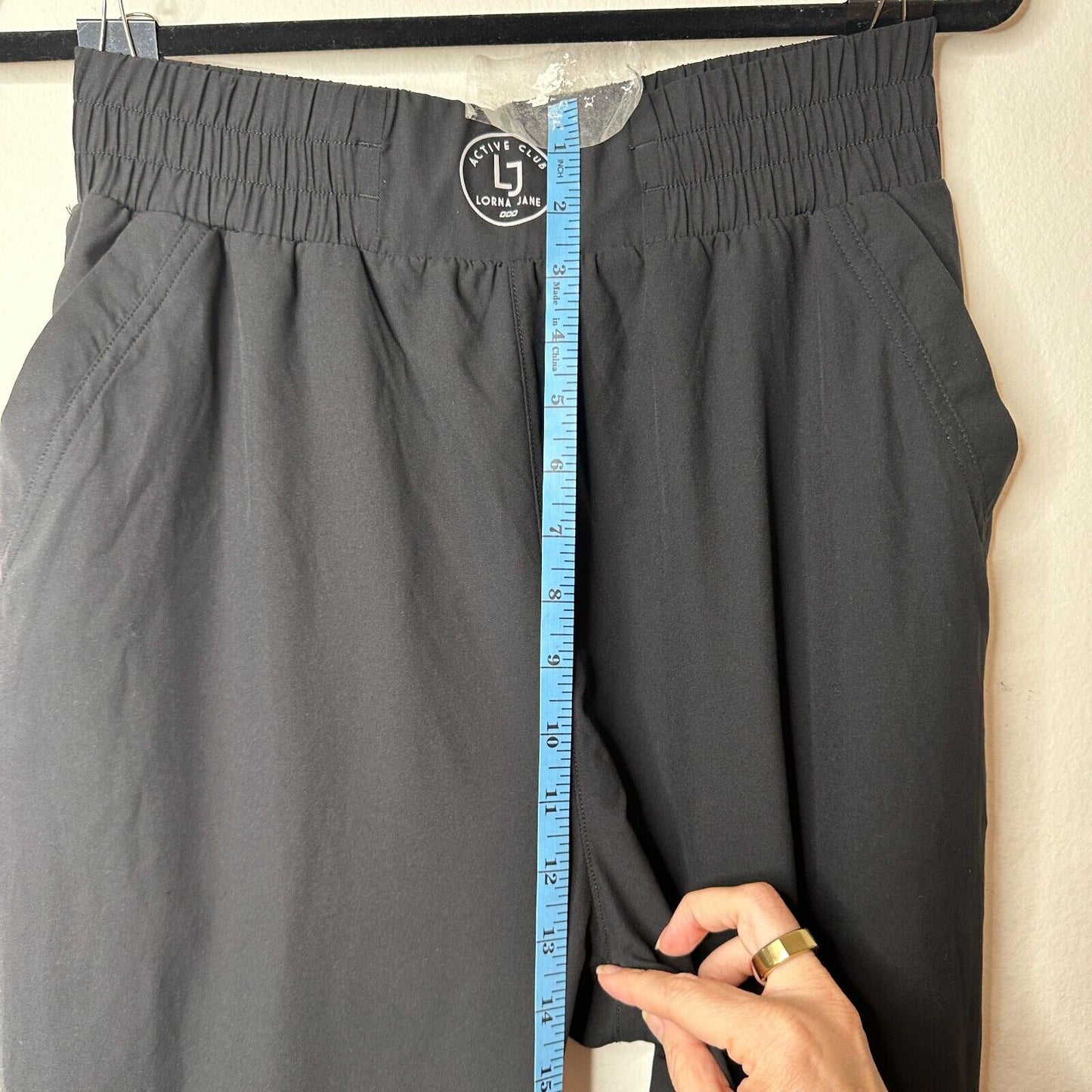 Uniquely Lorna Jane Jet Black Active Club Elastic Jogger Pants Side Pockets S