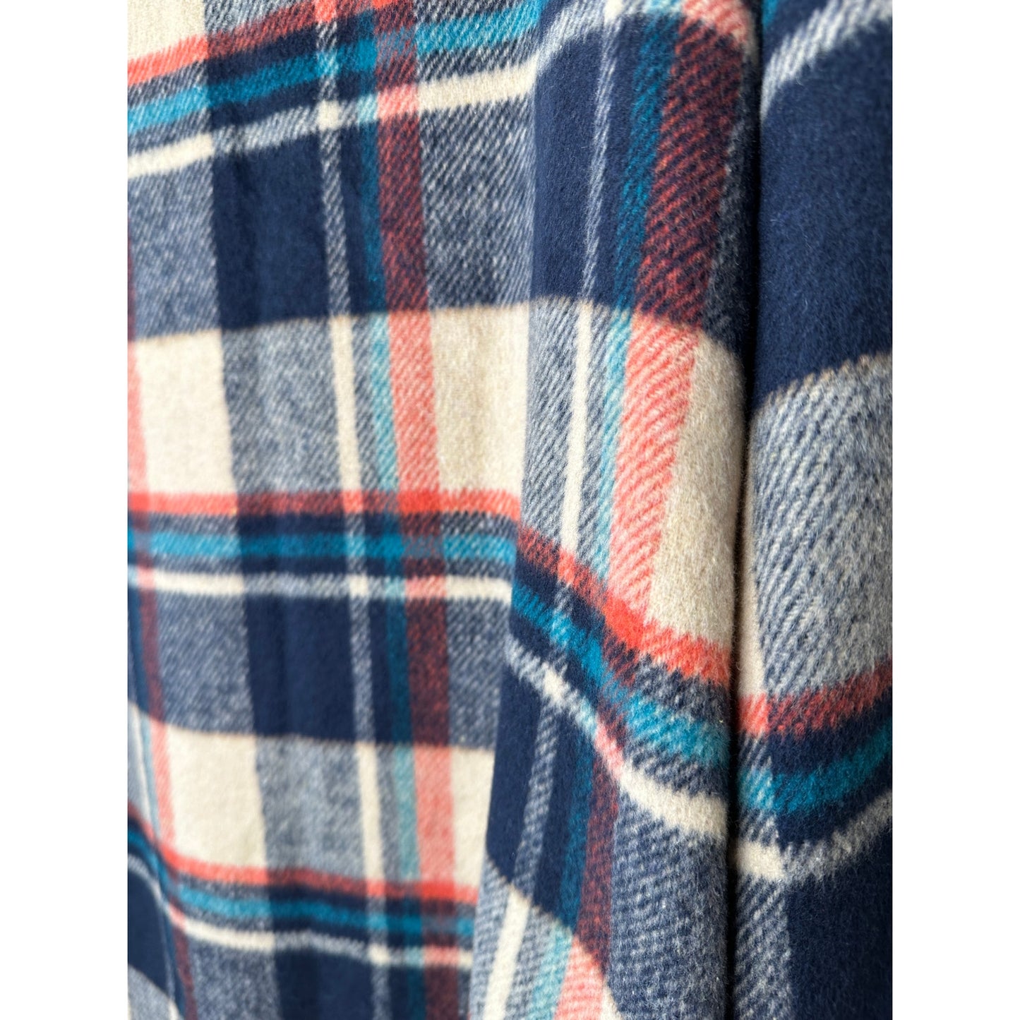 Urban Daizy Tan Navy Orange Plaid Button Long Sleeve Shacket M