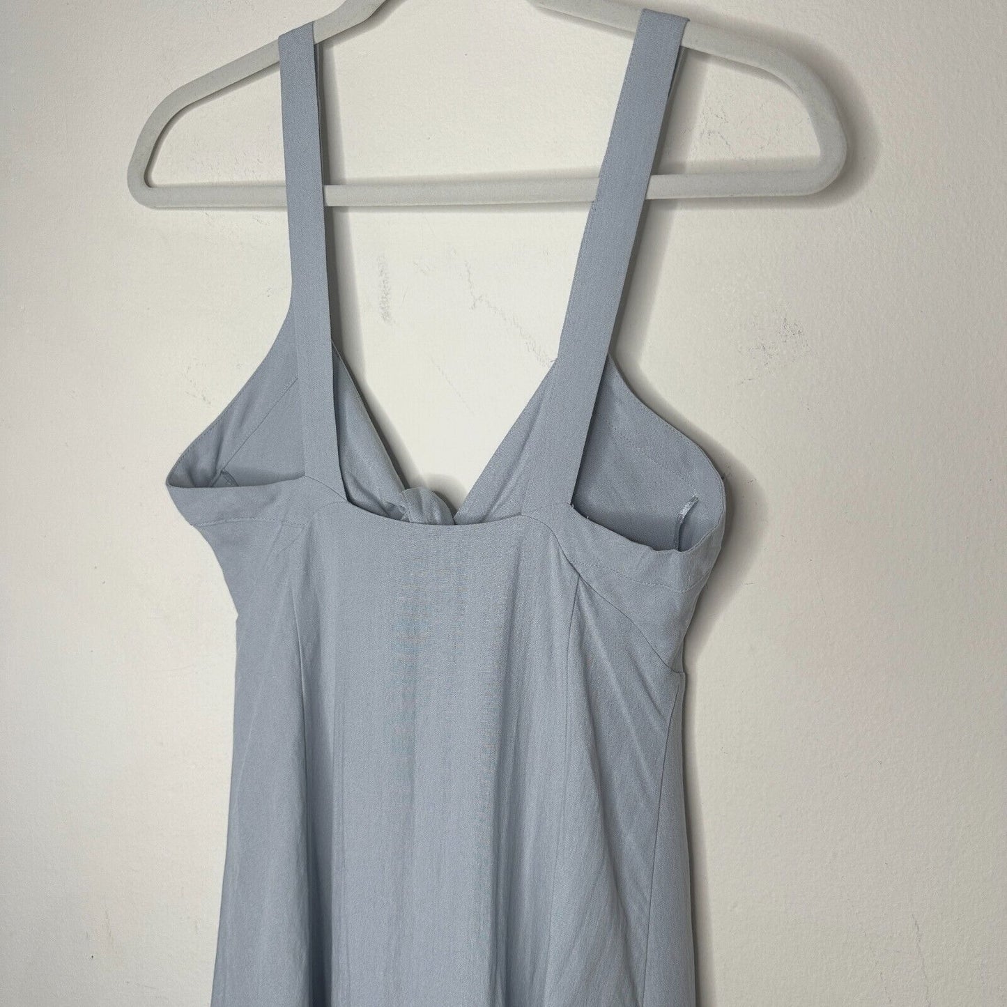ASTR The Label Light Blue Denim Linen Tie Front Button Closure Midi Dress Medium