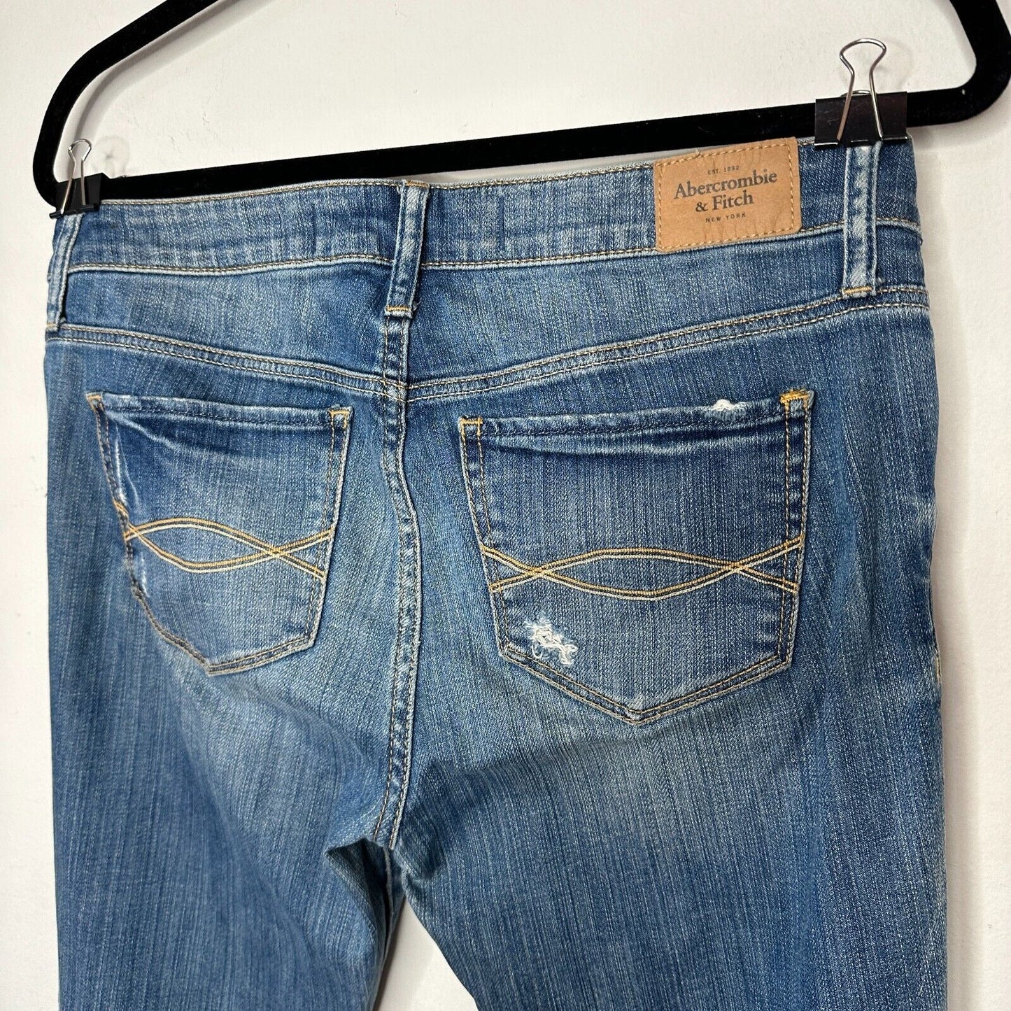 Abercrombie & Fitch Blue Super Skinny Mid Rise Distress Jeans 5-Pocket 28 / 29