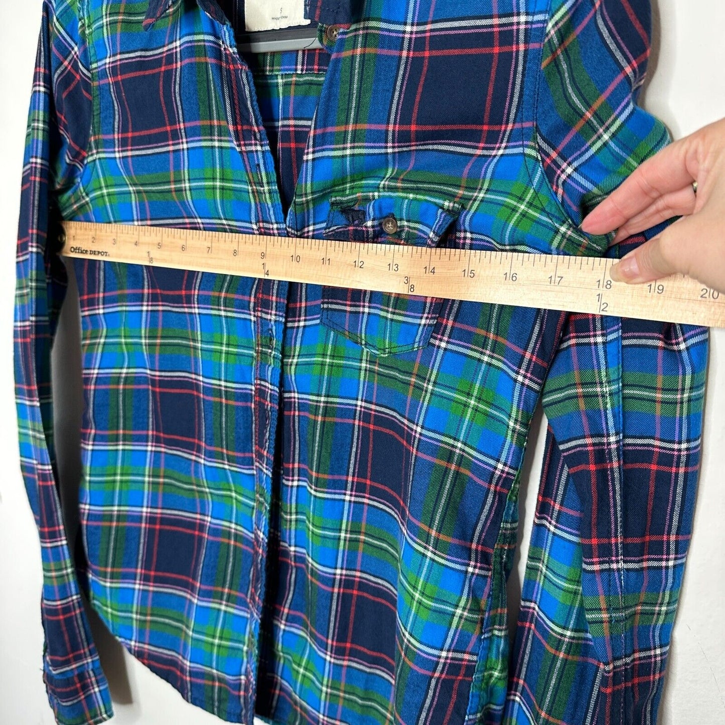 Abercrombie & Fitch Blue Green Red Plaid Button Down Long Sleeve Shirt S