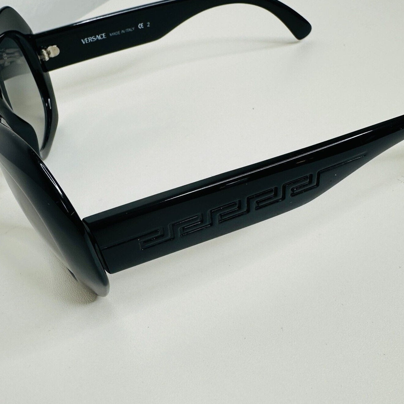 Vintage 80's Versace Black Modified Cat Eye Gray Lense Sunglasses MOD737COL852
